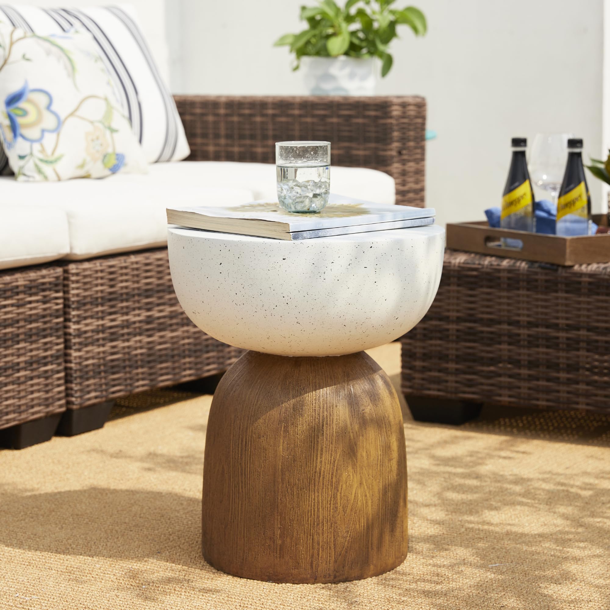 Amazon.com: Glitzhome Outdoor Side Table Set of 2, 17.75